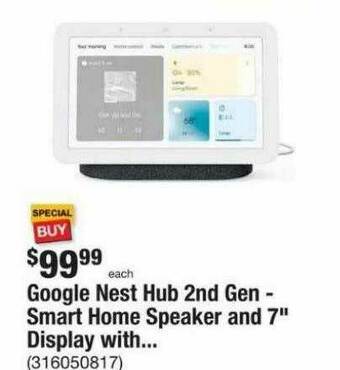 The Home Depot Google Nest Hub 2nd Gen - Smart Home Speaker And 7 offer