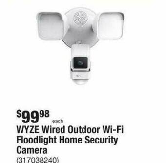The Home Depot Wyze Wired Outdoor Wi-fi Floodlight Home Security Camera offer