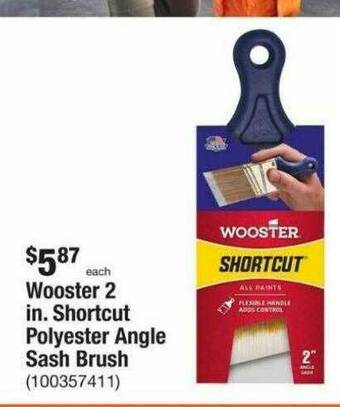 The Home Depot Wooster 2 In. Shortcut Polyester Angle Sash Brush offer