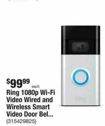 The Home Depot Ring 1080p Wi-fi Video Wired And Wireless Smart Video Door Bel.. offer