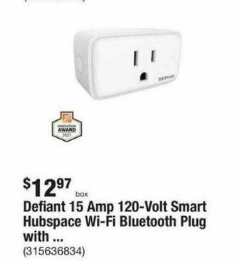 The Home Depot Defiant 15 Amp 120-volt Smart Hubspace Wi-fi Bluetooth Plug With... offer