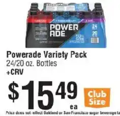 Smart & Final Powerade Variety Pack offer