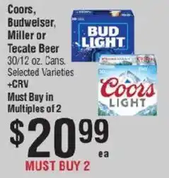 Smart & Final Coors, Budweiser, Miller or Tecate Beer offer