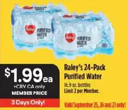 Raley's Raley's 24-Pack Purified Water offer