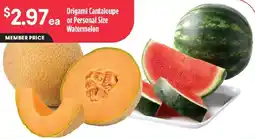 Raley's Origami Cantaloupe or Personal Size Watermelon offer