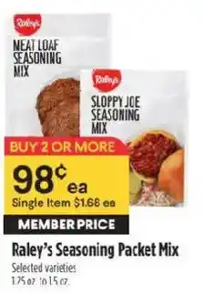 Raley's Raley's Seasoning Packet Mix offer