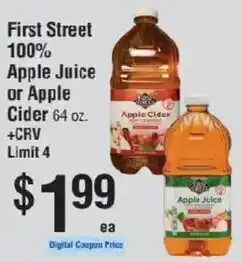Smart & Final First Street apple juice or apple cider offer
