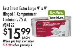 Smart & Final First Street extra large 9" x 9" hinged 1 compartment containers offer