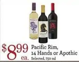 Yoke's Fresh Market Pacific Rim, 14 Hands or Apothic offer