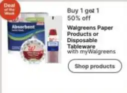 Walgreens Walgreens Paper Products or Disposable Tableware offer