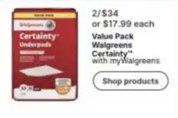 Walgreens Walgreens Certainty Underpads offer