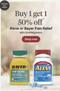 Walgreens Aleve or Bayer Pain Relief offer