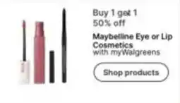 Walgreens Maybelline Eye or Lip Cosmetics offer
