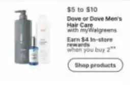 Walgreens Dove or Dove Men's Hair Care offer
