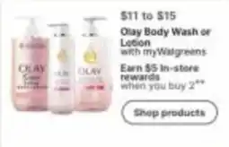 Walgreens Olay Body Wash or Lotion offer