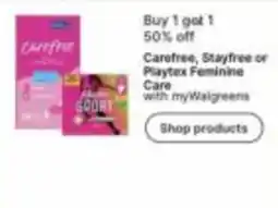 Walgreens Carefree, Stayfree or Playtex Feminine Care offer