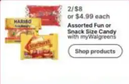 Walgreens Assorted Fun or Snack Size Candy offer