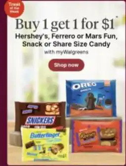 Walgreens Hershey's, Ferrero or Mars Fun, Snack or Share Size Candy offer