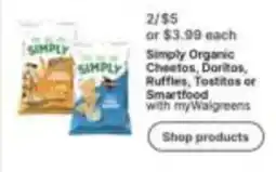 Walgreens Simply Organic Cheetos, Doritos, Ruffles, Tostitos or Smartfood offer