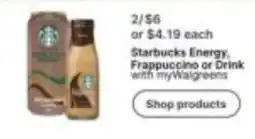 Walgreens Starbucks Energy, Frappuccino or Drink offer