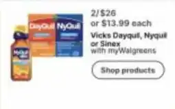 Walgreens Vicks Dayquil, Nyquil or Sinex offer