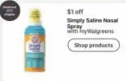 Walgreens Simply Saline Nasal Spray offer