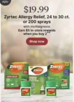 Walgreens Zyrtec Allergy Relief offer