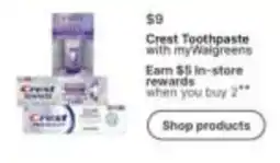 Walgreens Crest Toothpaste offer