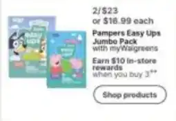 Walgreens Pampers Easy Ups Jumbo Pack with myWalgreens offer