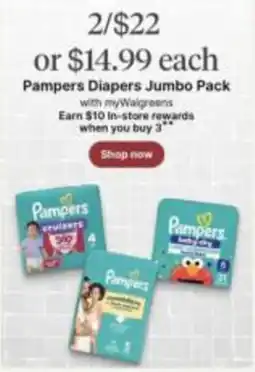 Walgreens Pampers Diapers Jumbo Pack offer