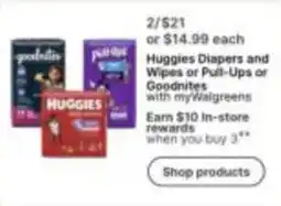 Walgreens Huggies Diapers and Wipes or Pull-Ups or Goodnites offer