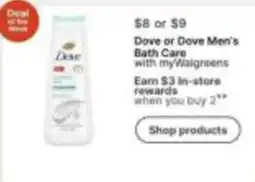 Walgreens Dove or Dove Men's Bath Care offer