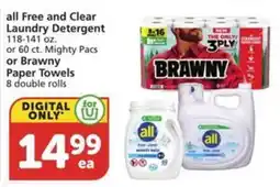 Albertsons All Free and Clear Laundry Detergent or Brawny Paper Towels offer