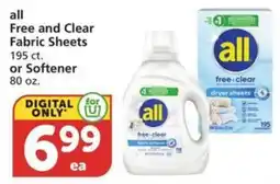 Albertsons All free clear fabric sheets offer