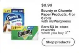 Walgreens Bounty or Charmin Paper Products offer