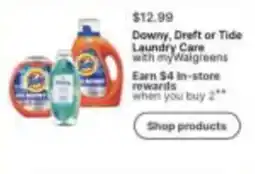 Walgreens Downy, Dreft or Tide Laundry Care with myWalgreens offer