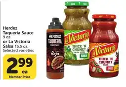 Albertsons Herdez Taqueria Sauce or La Victoria Salsa offer