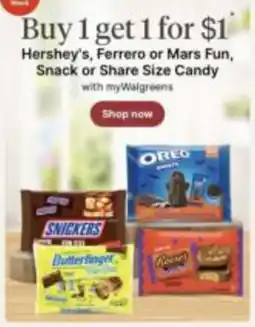 Walgreens Hershey's, Ferrero or Mars Fun, Snack or Share Size Candy offer