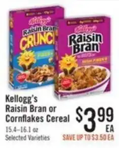 Haggen Food Kellogg's Raisin Bran or Cornflakes Cereal offer