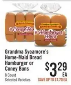 Haggen Food Grandma Sycamore's Home-Maid Bread Hamburger or Coney Buns offer