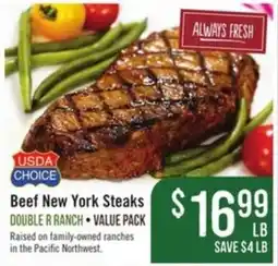 Haggen Food Double R Ranch Beef New York Steaks offer