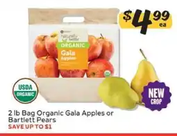 Winn Dixie 2 lb Bag Organic Gala Apples or Bartlett Pears offer