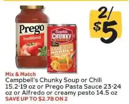 Winn Dixie Campbell's Chunky Soup or Chili / Prego Pasta Sauce offer