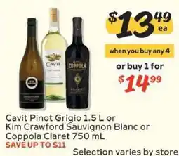 Winn Dixie Cavit Pinot Grigio 1.5 L or Kim Crawford Sauvignon Blanc or Coppola Claret 750 mL offer