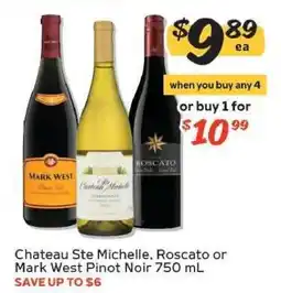 Winn Dixie Chateau Ste Michelle, Roscato or Mark West Pinot Noir 750 mL offer