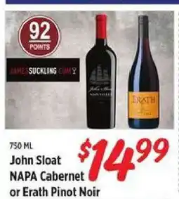 Rouses John Sloat NAPA Cabernet or Erath Pinot Noir offer