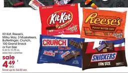 Giant Eagle Kit Kat, Reese's, Milky Way, 3 Musketeers, Butterfinger, Crunch, 100 Grand Snack or Fun Size offer