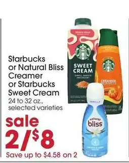 Giant Eagle Starbucks or Natural Bliss Creamer or Starbucks Sweet Cream offer