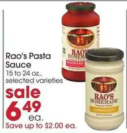 Giant Eagle Rao's Pasta Sauce offer
