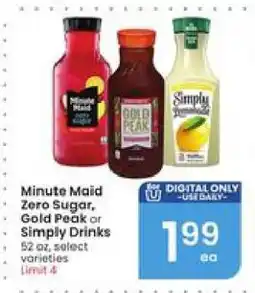 Albertsons Minute Maid Zero Sugar, Gold Peak or Simply Drinks offer